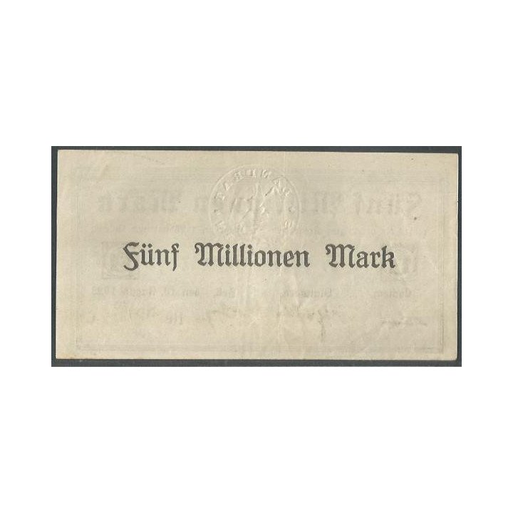 Alemania - Cochem 5.000.000 Mark 10 Ago 1923 reverso
