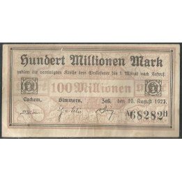 Alemania - Cochem 100.000.000 Mark 10 Ago 1923