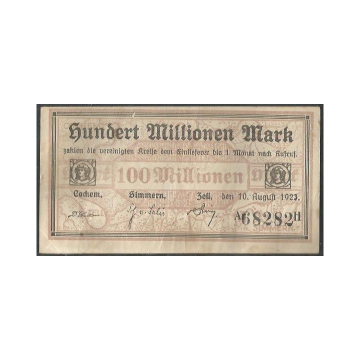 Alemania - Cochem 100.000.000 Mark 10 Ago 1923