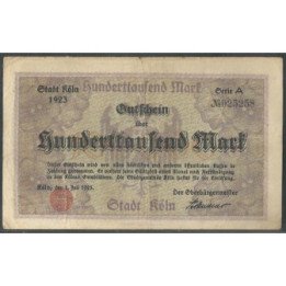 Alemania - Koln 100.000 Mark 1 Jul 1923