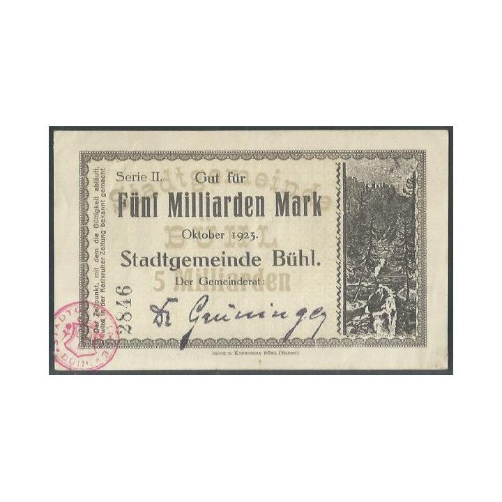 Alemania - Buhl 5 Millardos Mark Oct 1923