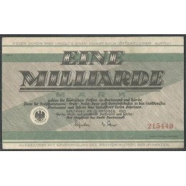 Alemania - Dortmund 1 Millardo Mark 15 Oct 1923