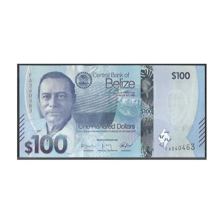 Belize 100 Dollars 1 Feb 2025 P78a