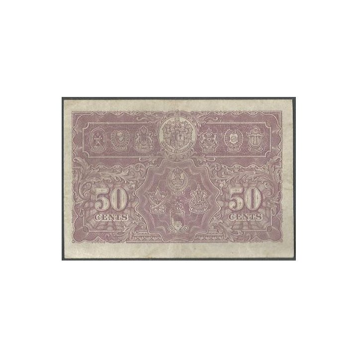 Malaya 50 Cents 1 Jul 1941 P10a reverso