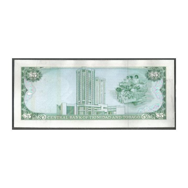 Trinidad y Tobago 5 Dollars ND1985 Firma 5 P37b reverso