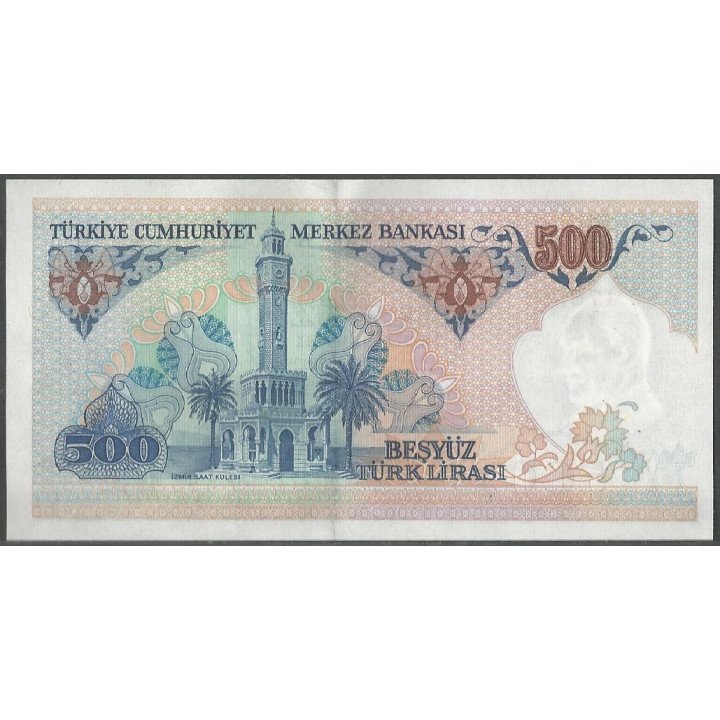 Turkya 500 Liras L1970 (1983) P195 reverso