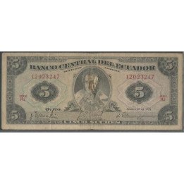 Ecuador 5 Sucres 27 Feb 1970 HJ Firma 4 P113b
