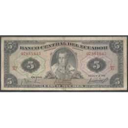 Ecuador 5 Sucres 27 Feb 1970 HJ Firma 3 Grande P113b