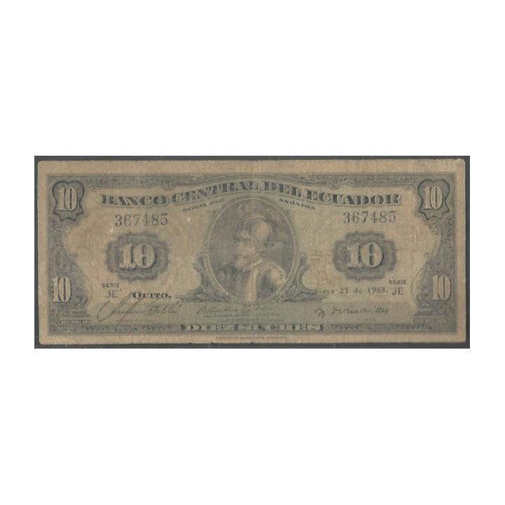 Ecuador 10 Sucres 23 May 1963 JE P101Aa