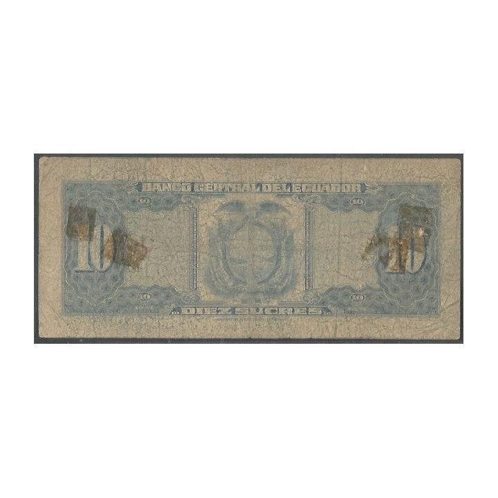 Ecuador 10 Sucres 23 May 1963 JE P101Aa reverso