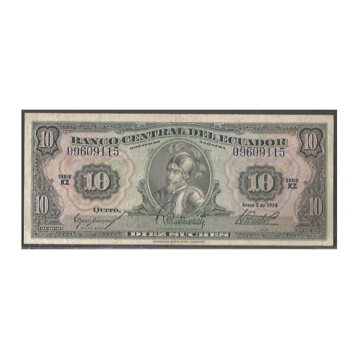Ecuador 10 Sucres 2 Ene 1974 KZ P101Ab