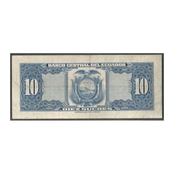 Ecuador 10 Sucres 2 Ene 1974 KZ P101Ab reverso