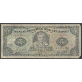 Ecuador 5 Sucres 27 Abr 1966 HE P113b