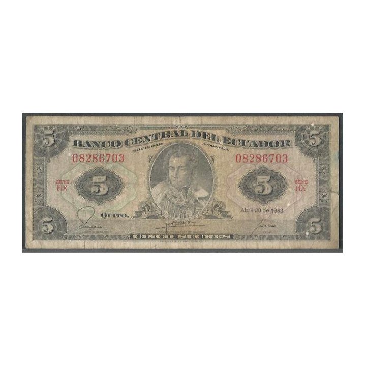 Ecuador 5 Sucres 20 Abr 1983 HX Firma 1 P108b