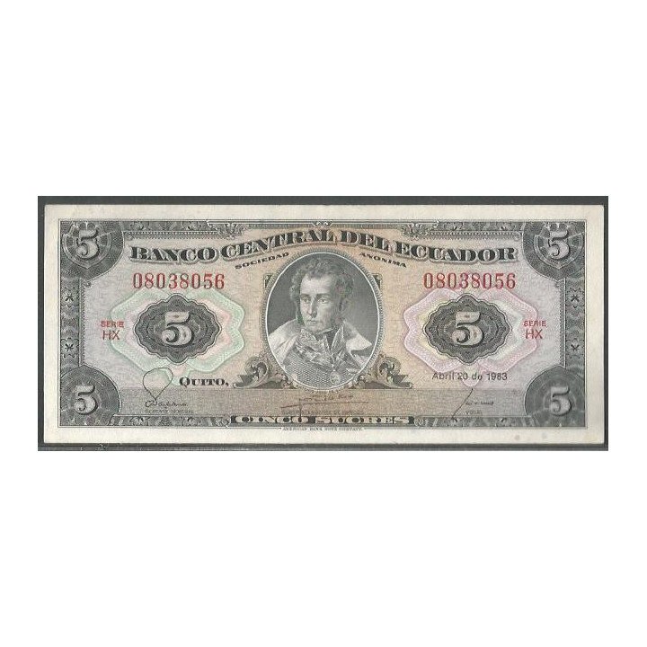 Ecuador 5 Sucres 20 Abr 1983 HX Firma 1 P108b