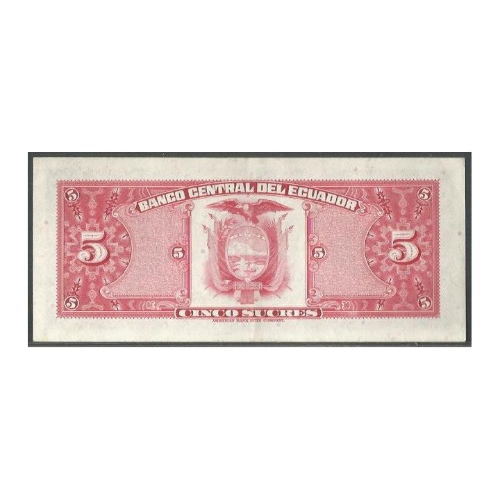 Ecuador 5 Sucres 20 Abr 1983 HX Firma 1 P108b reverso
