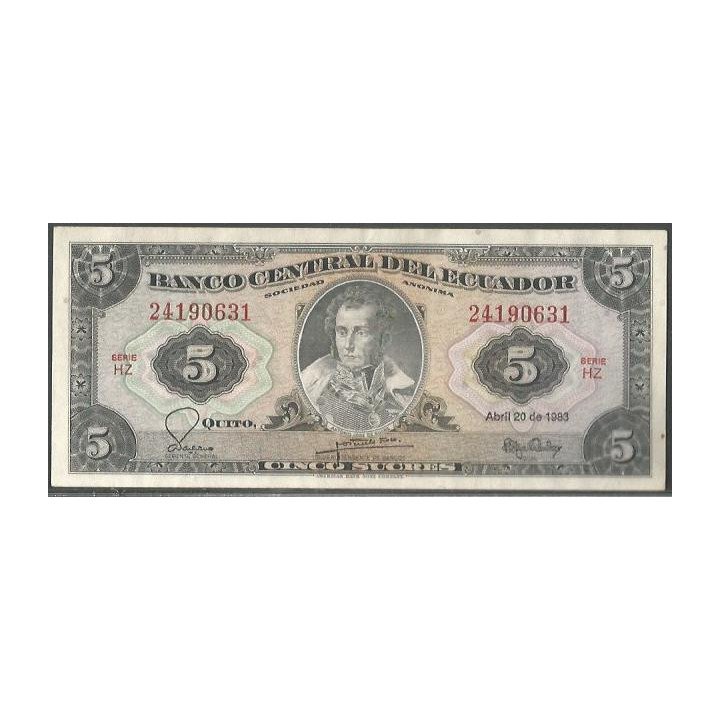 Ecuador 5 Sucres 20 Abr 1983 HZ Firma 7 P108b