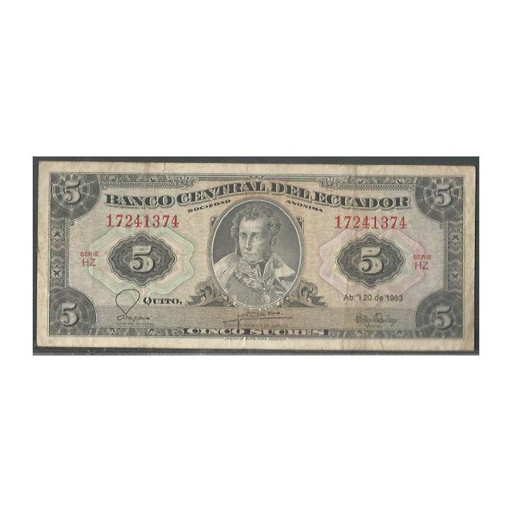 Ecuador 5 Sucres 20 Abr 1983 HZ Firma 7 P108b