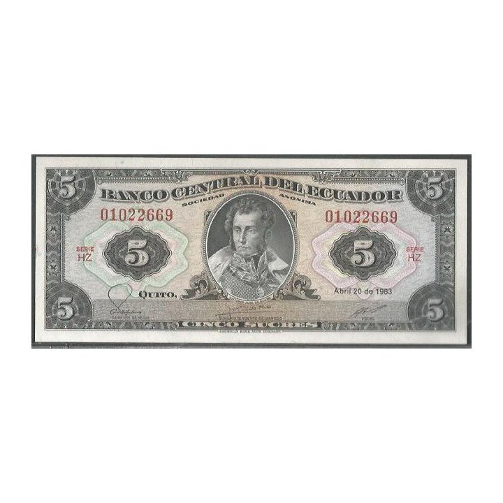 Ecuador 5 Sucres 20 Abr 1983 HZ Firma 5 P108b