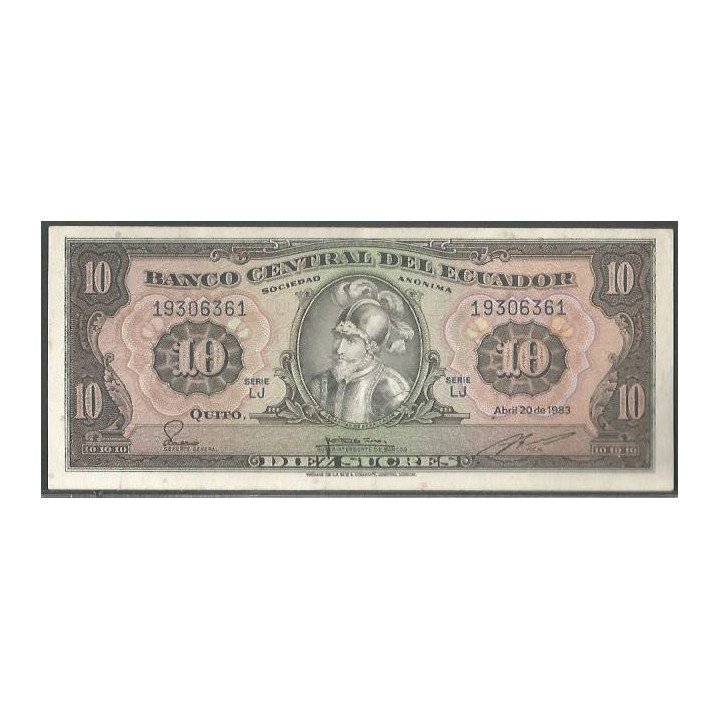 Ecuador 10 Sucres 2O Abr 1983 LJ Firma 2 P114b