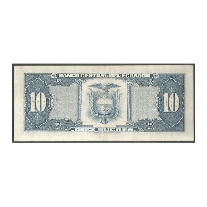 Ecuador 10 Sucres 2O Abr 1983 LJ Firma 2 P114b reverso
