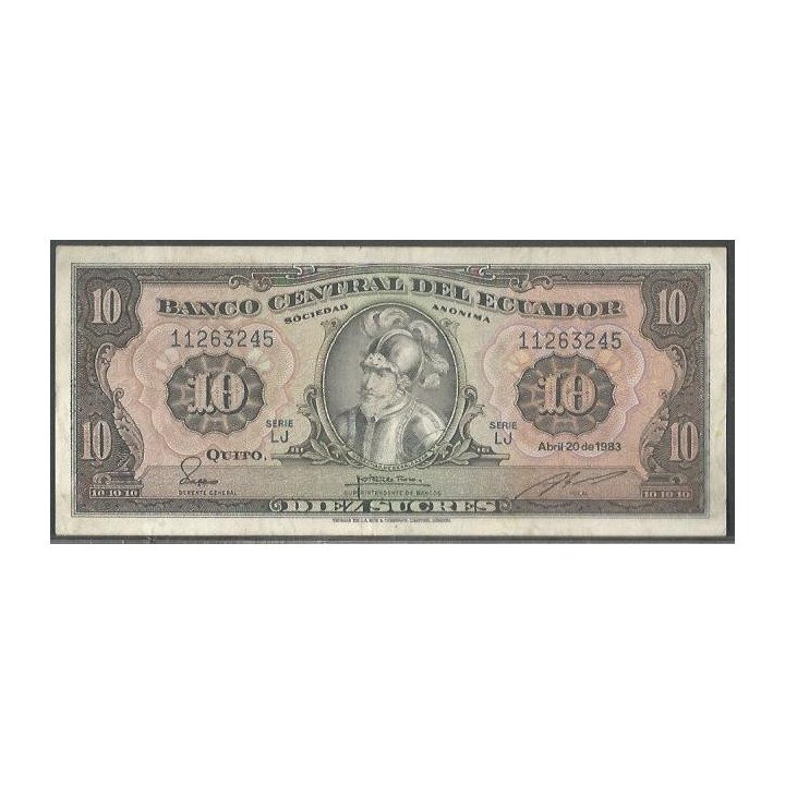 Ecuador 10 Sucres 2O Abr 1983 LJ Firma 2 P114b