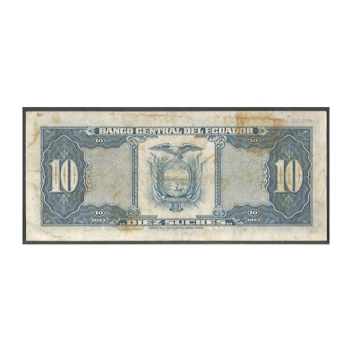 Ecuador 10 Sucres 2O Abr 1983 LJ Firma 2 P114b reverso