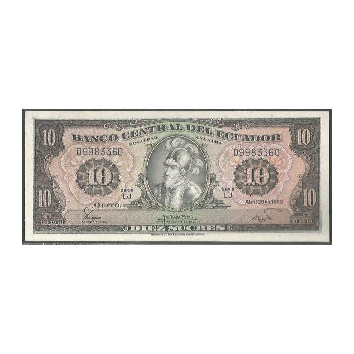 Ecuador 10 Sucres 2O Abr 1983 LJ Firma 1 P114b