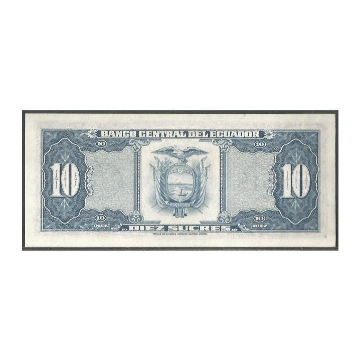 Ecuador 10 Sucres 2O Abr 1983 LJ Firma 1 P114b reverso