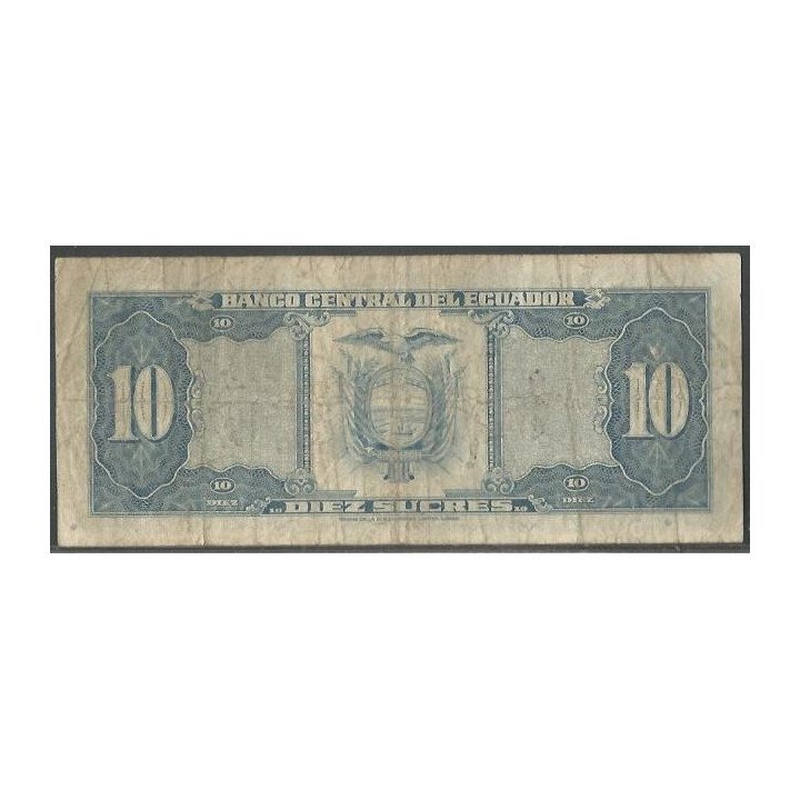Ecuador 10 Sucres 2O Abr 1983 LJ Firma 7 P114b reverso