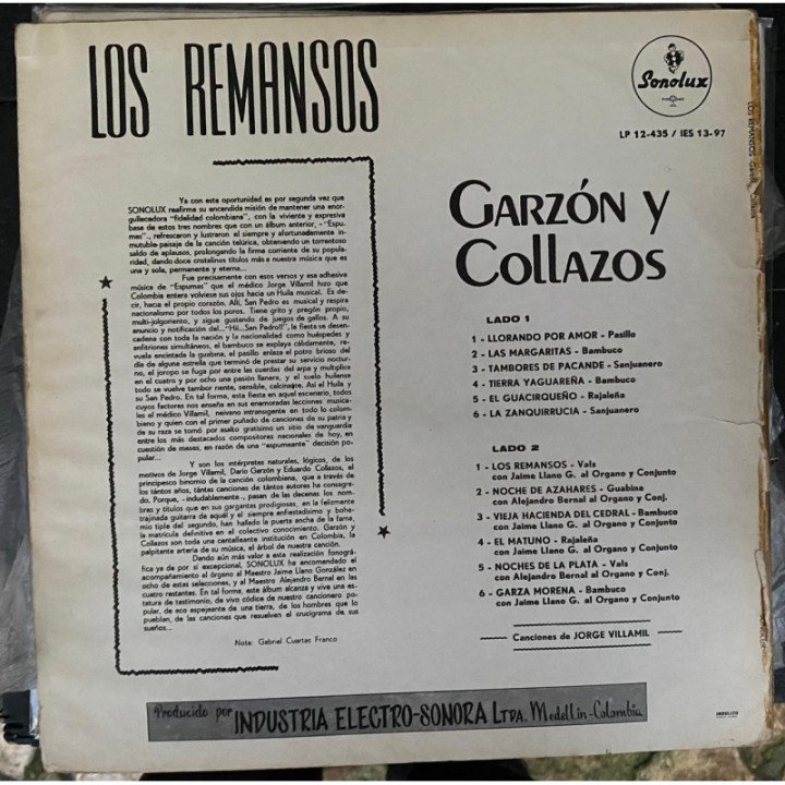 Garzon y Collazos Los Remansos - Colombia reverso