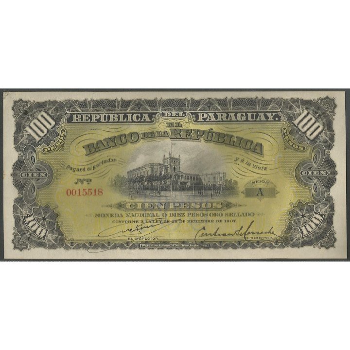 Paraguay 100 Pesos L26 Dic 1907 P159