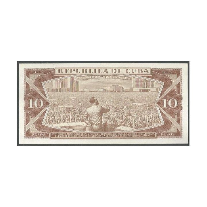 Cuba 10 Pesos 1988 P104d reverso