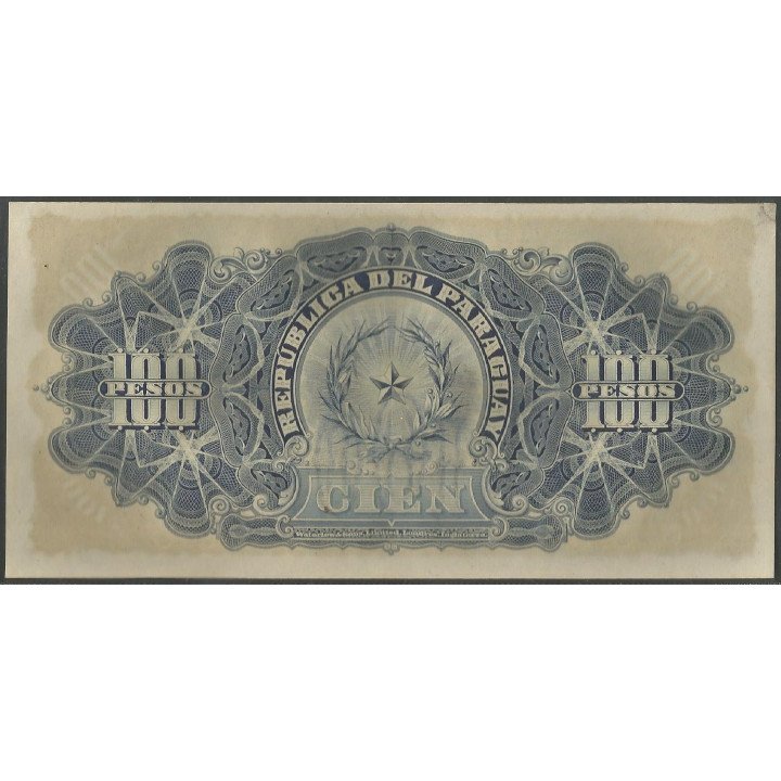 Paraguay 100 Pesos L26 Dic 1907 P159 reverso