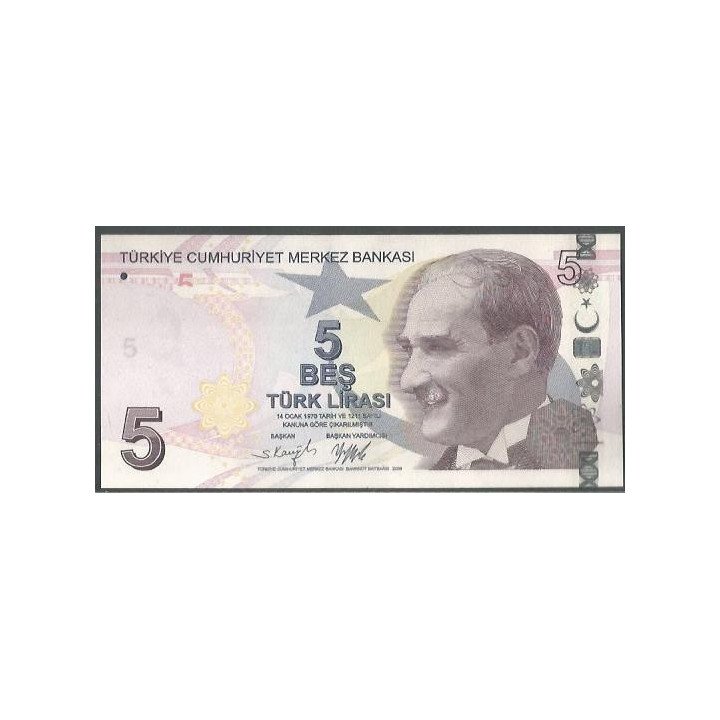 Turkya 5 Liras L1970 (2009) P222f