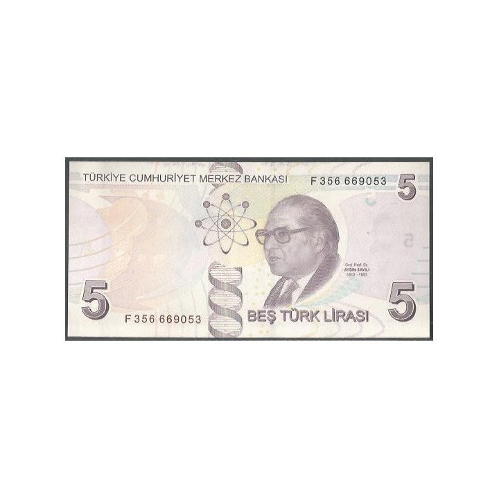 Turkya 5 Liras L1970 (2009) P222f reverso