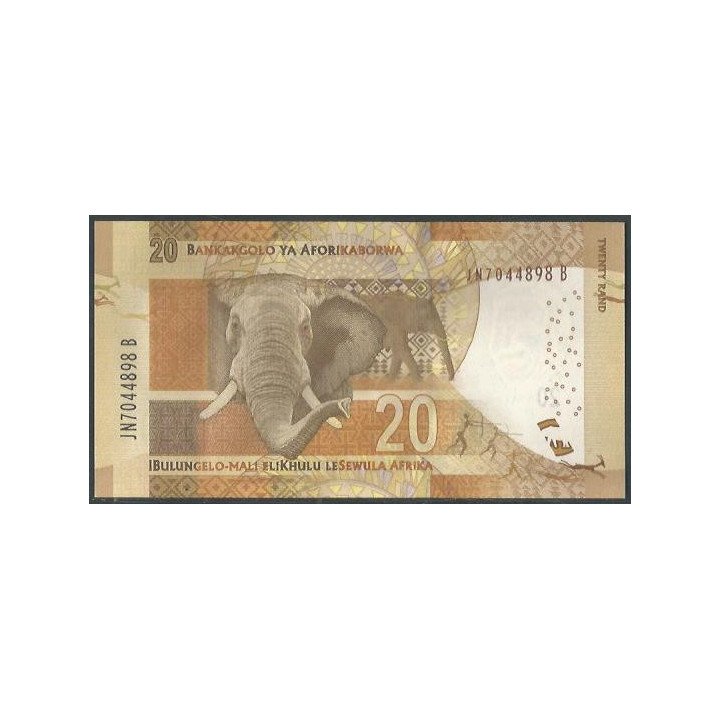 Sur Africa 20 Rand ND2013-16 P139b reverso