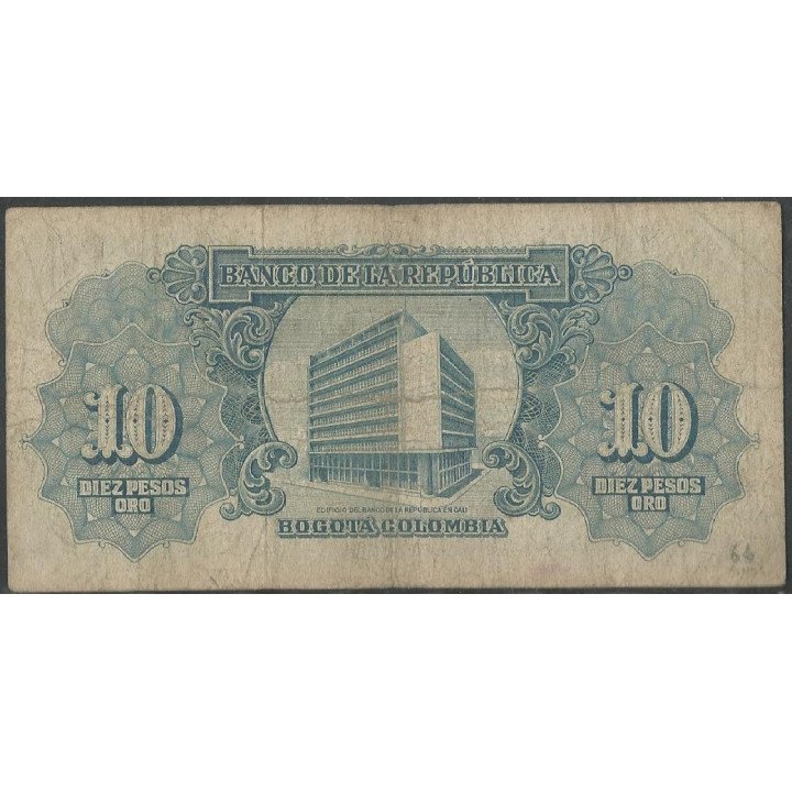 Billete de 10 Pesos 1 ene 1953 BGW173 reverso