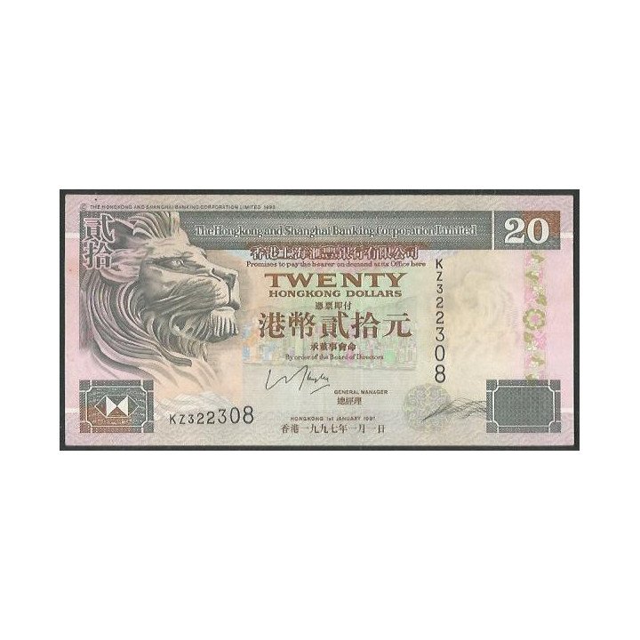 Hong Kong - THK&SBC 20 Dollars 1 Ene 1997 P201c