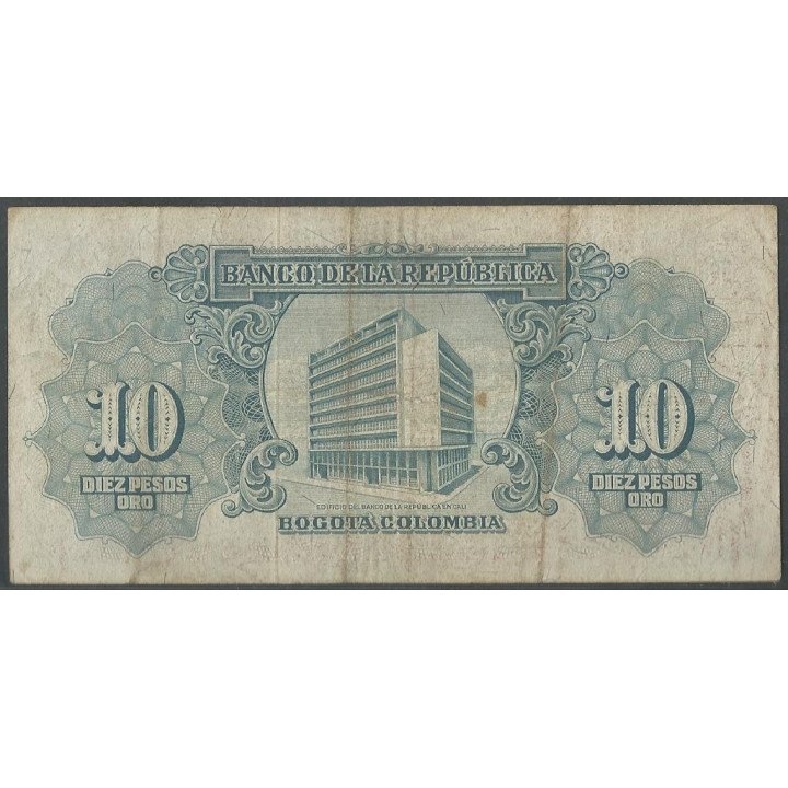 Billete de 10 Pesos 1 ene 1958 BGW174 reverso