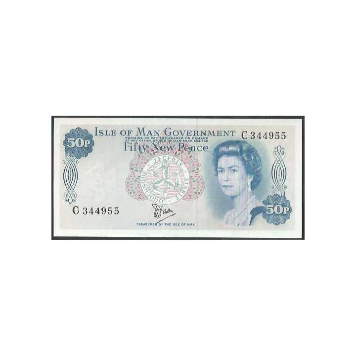Isla de Man 50 New Pence ND1979 Firma Dawaon P33a