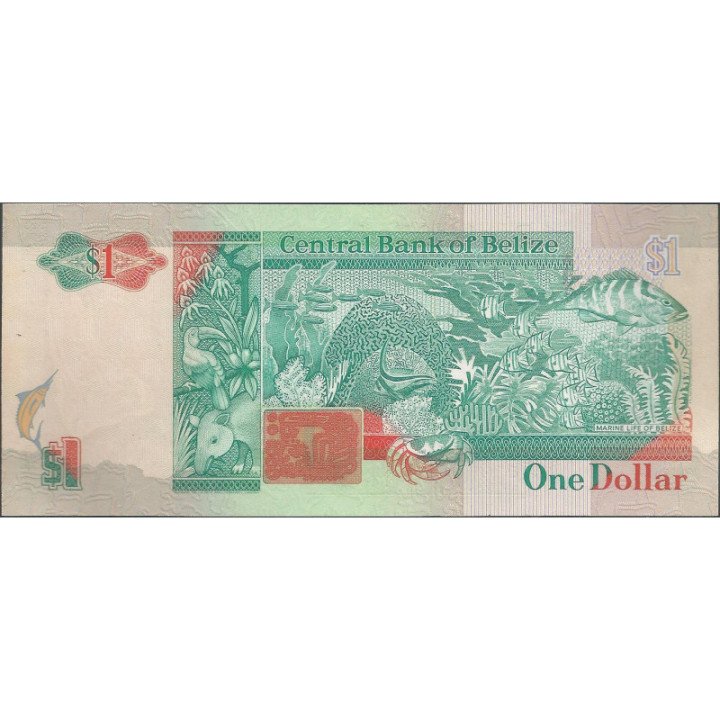 Belize 1 Dollar 1 May 1990 P51 reverso