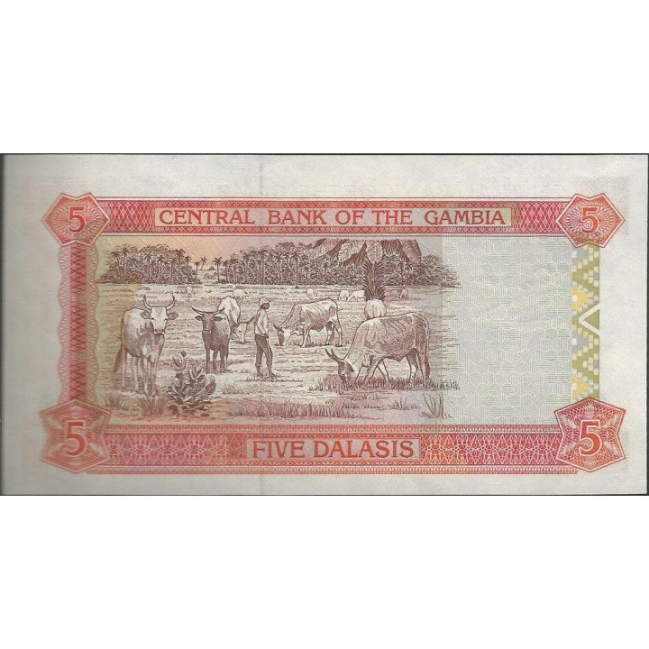 Gambia 5 Dalasis ND2001 P20a reverso