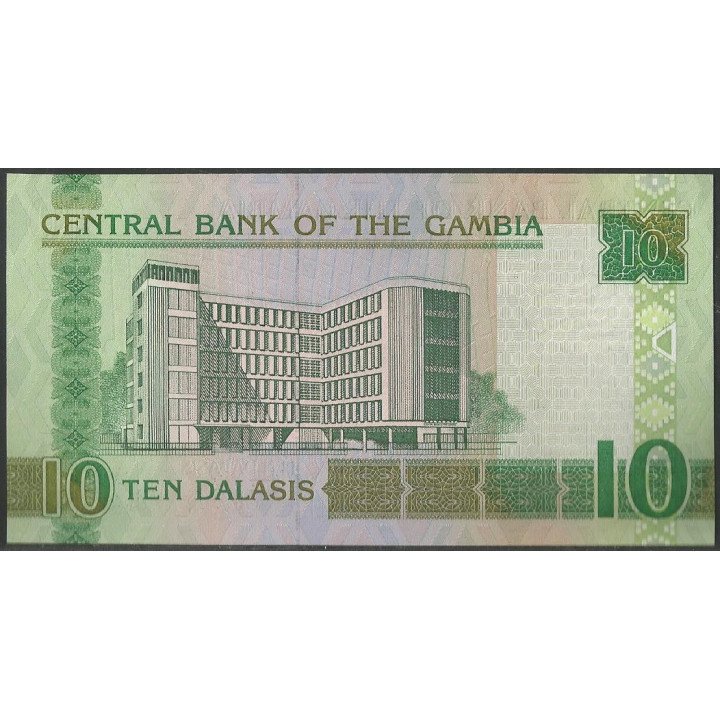 Gambia 10 Dalasis ND2001-5 Firma 15 P21c reverso