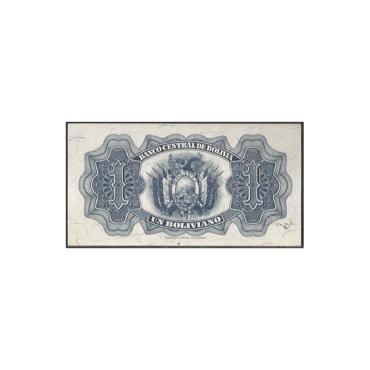 Bolivia 1 Boliviano 1952 Serie P15 P128c reverso