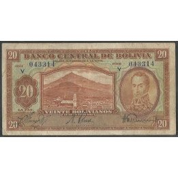 Bolivia 20 Bolivianos L 20 Jul 1928 Serie V P131