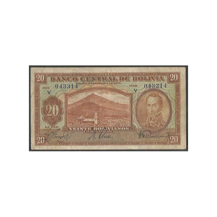 Bolivia 20 Bolivianos L 20 Jul 1928 Serie V P131