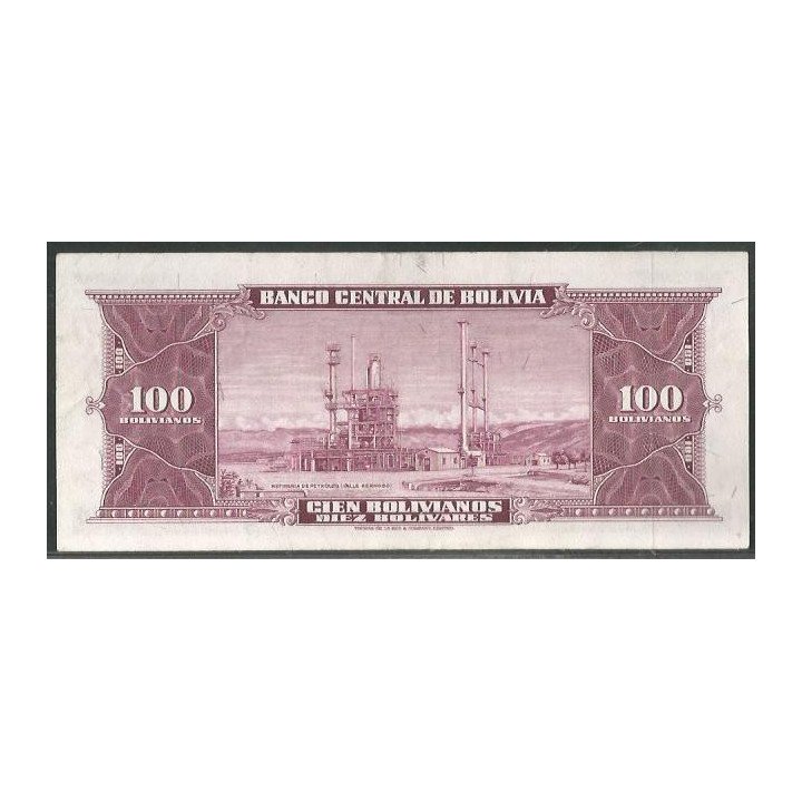 Bolivia 100 Bolivianos L 20 Dic 1945 Serie J1 P147 reverso