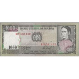 Bolivia 1.000 Pesos Bolivianos D 25 Jun 1982 Serie K P167a
