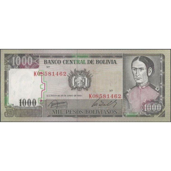 Bolivia 1.000 Pesos Bolivianos D 25 Jun 1982 Serie K P167a